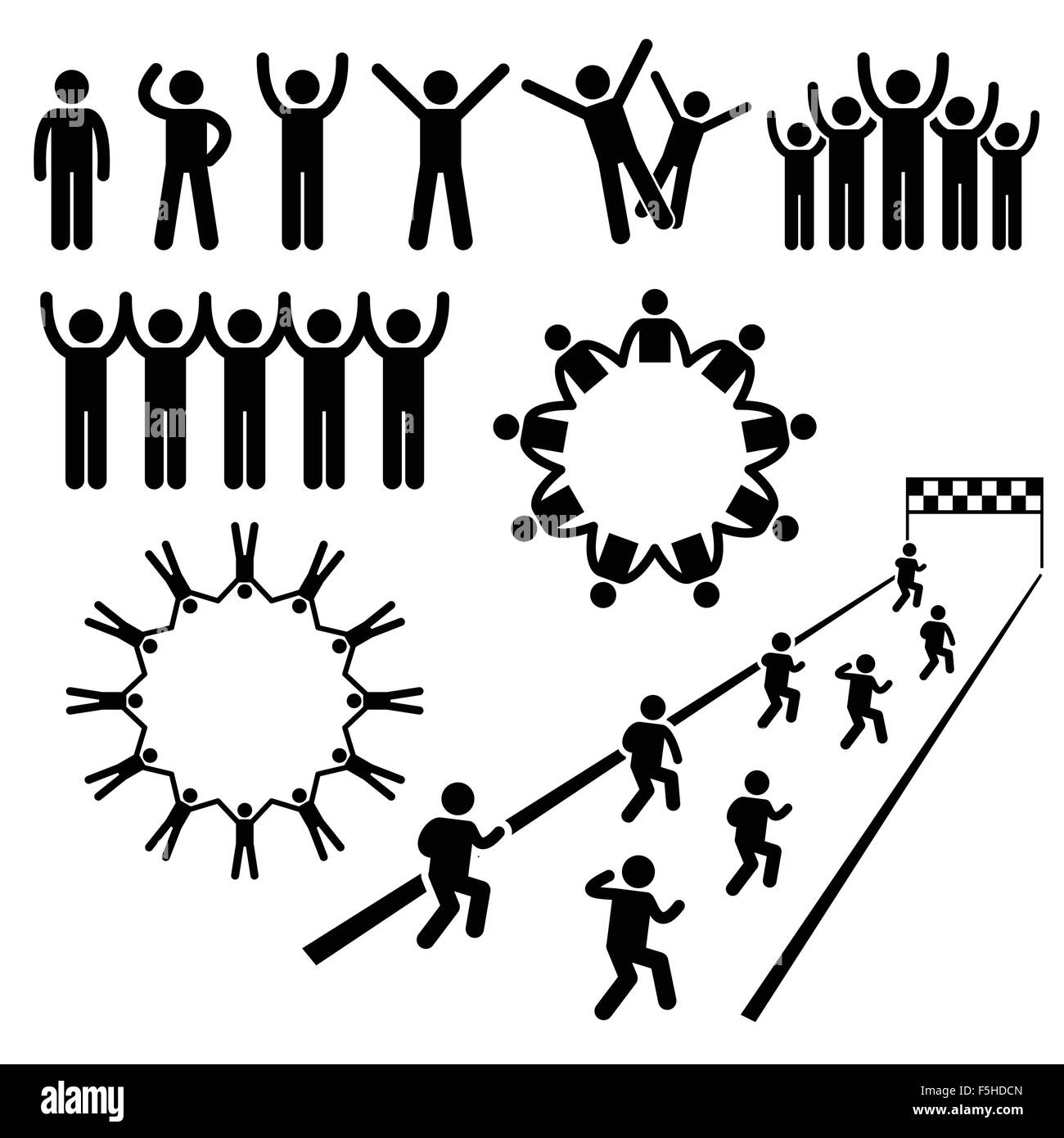 Menschen Gemeinschaft wohl Strichmännchen Piktogramm Icons Stock Vektor