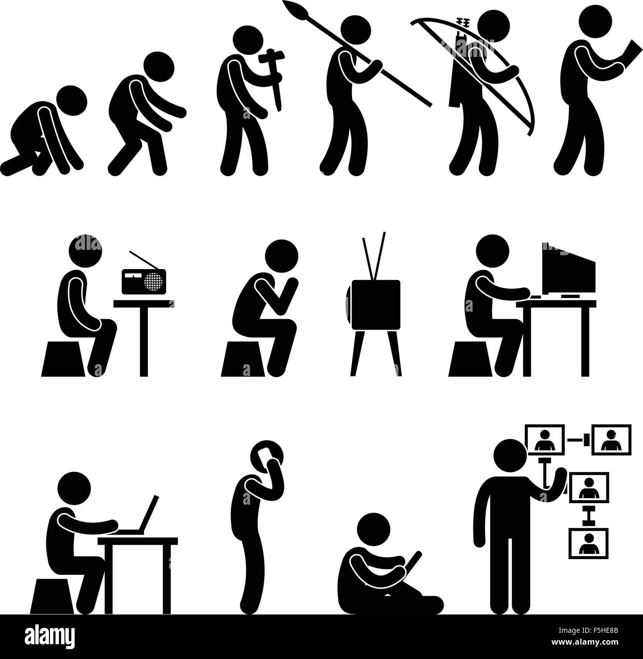 Menschlichen Evolution Piktogramm Stock Vektor