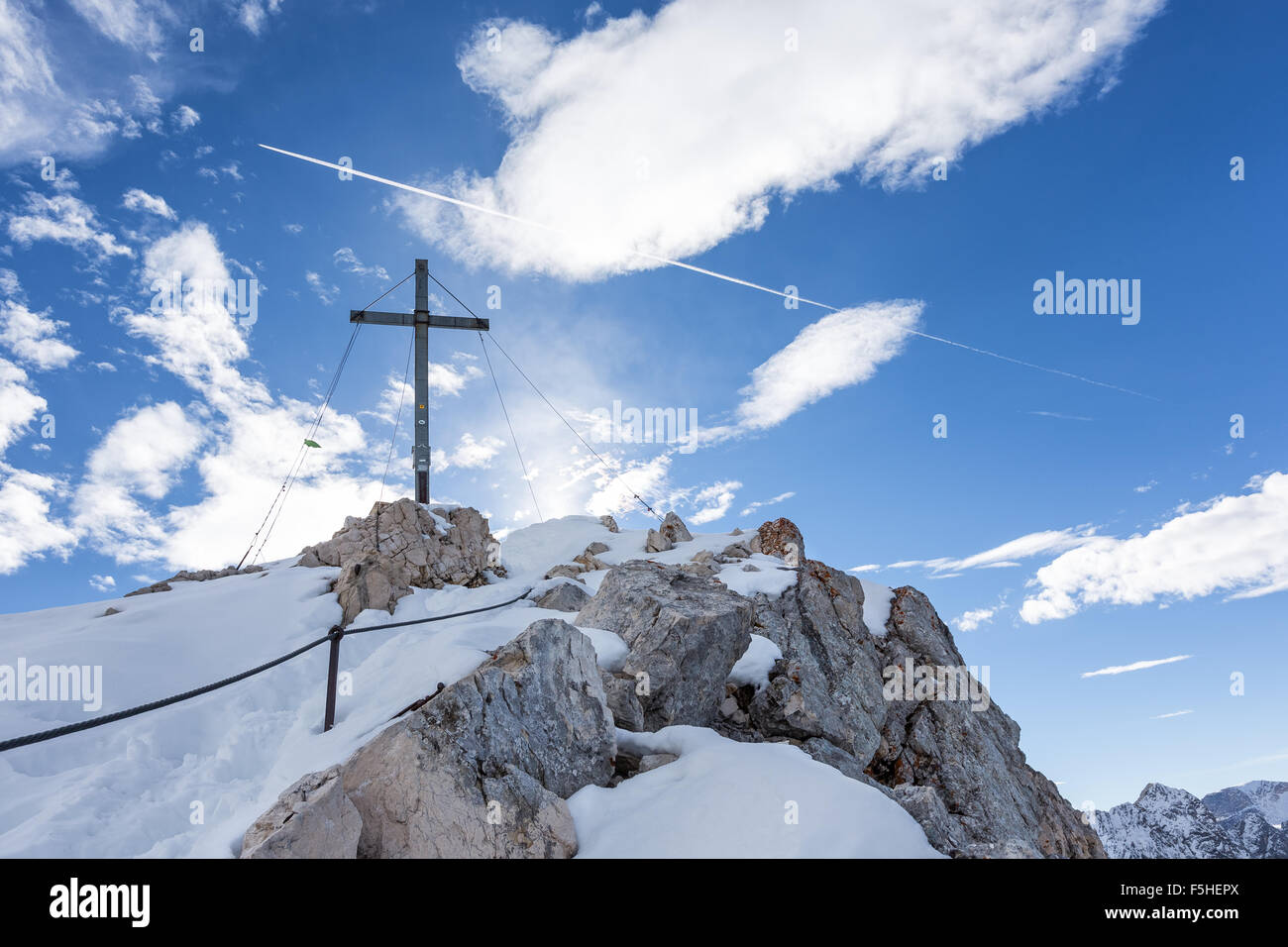 (via Ferrata Route zu den) Gipfel der Alpspitze, Garmisch-Partenkirchen, Deutschland, Europa, EU Stockfoto