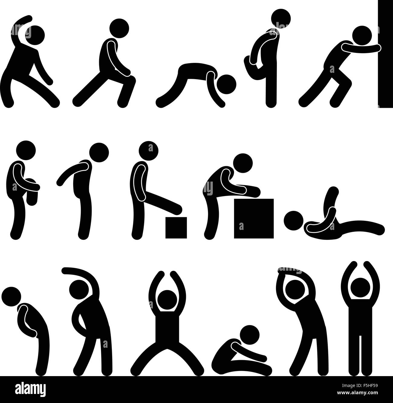 Man sportliche Übung Dehnung Symbol Piktogramm Symbol Stock