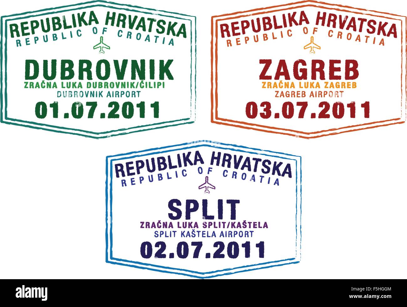 Passstempel aus Kroatien im Vektor-Format. Stock Vektor