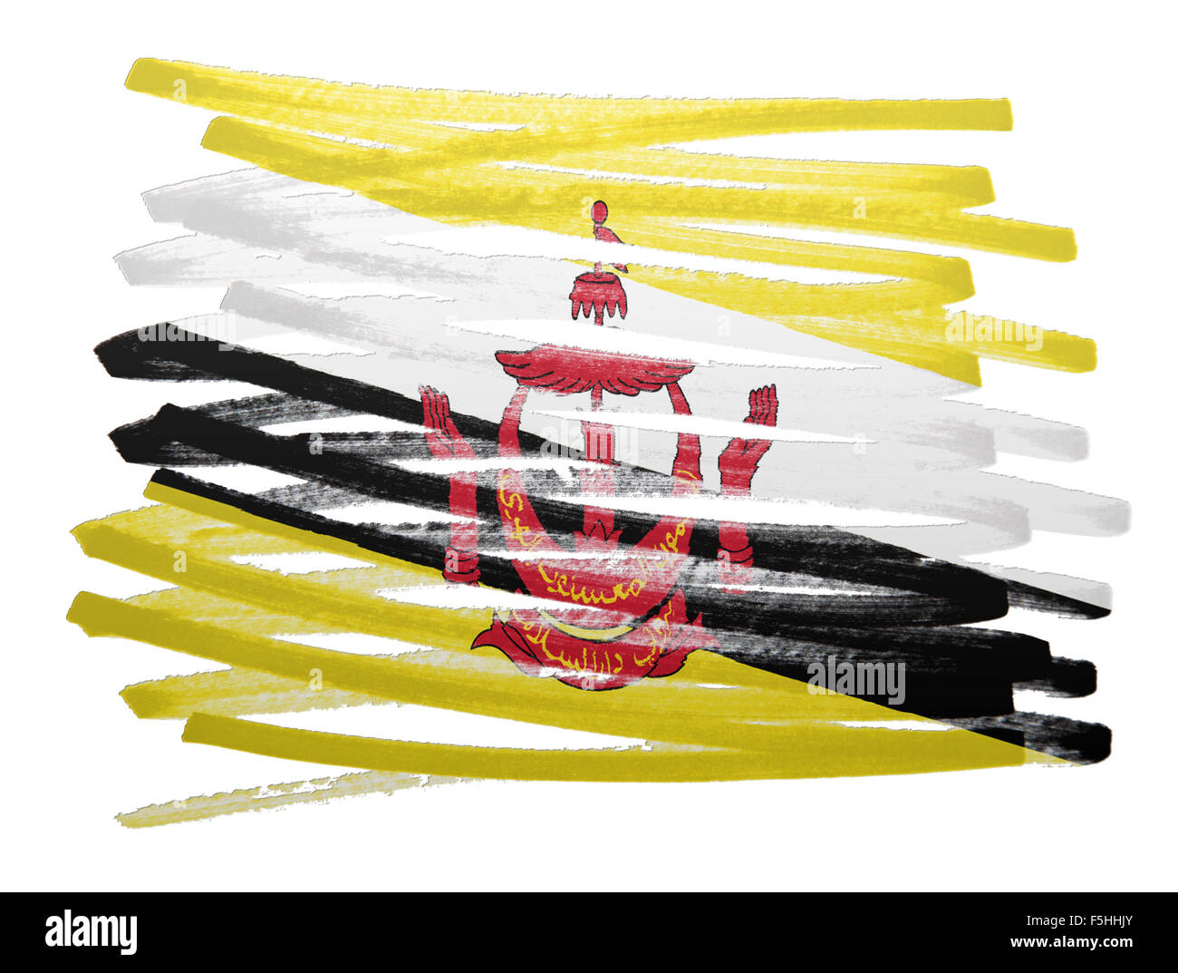 Abbildung der Flagge gemacht mit Stift - Brunei Stockfoto