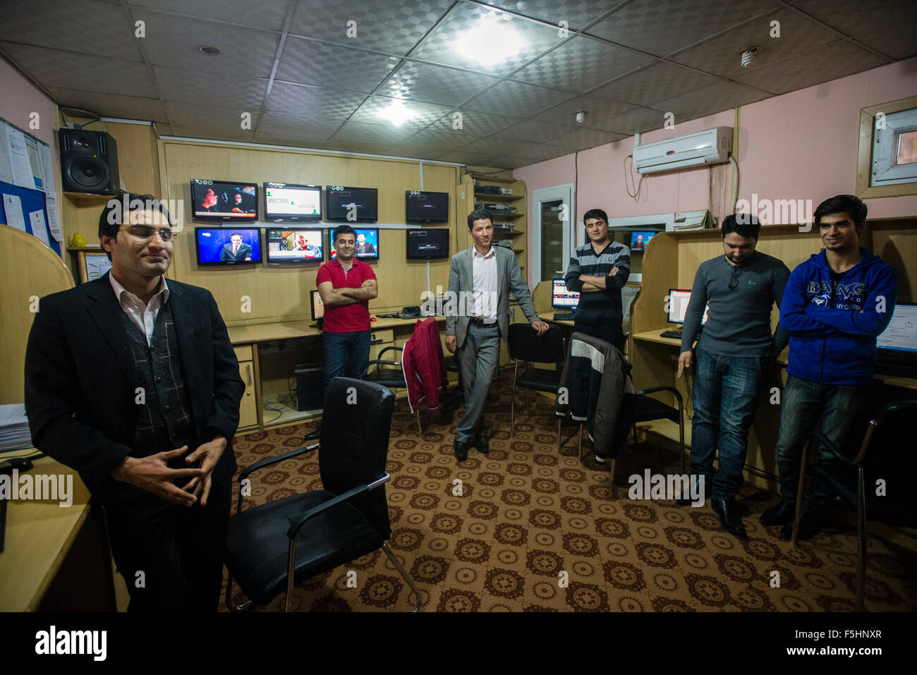 Newsroom der Arezo internationalen Radio- und TV-Kanal, Mazar-i Sharif, Afghanistan Stockfoto