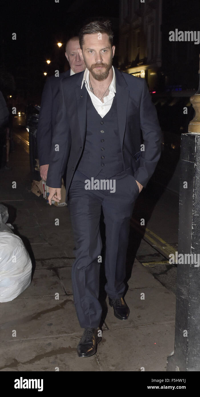 Promis verlassen die Groucho Club Featuring: Tom Hardy wo: London, Vereinigtes Königreich bei: 04 Sep 2015 Stockfoto