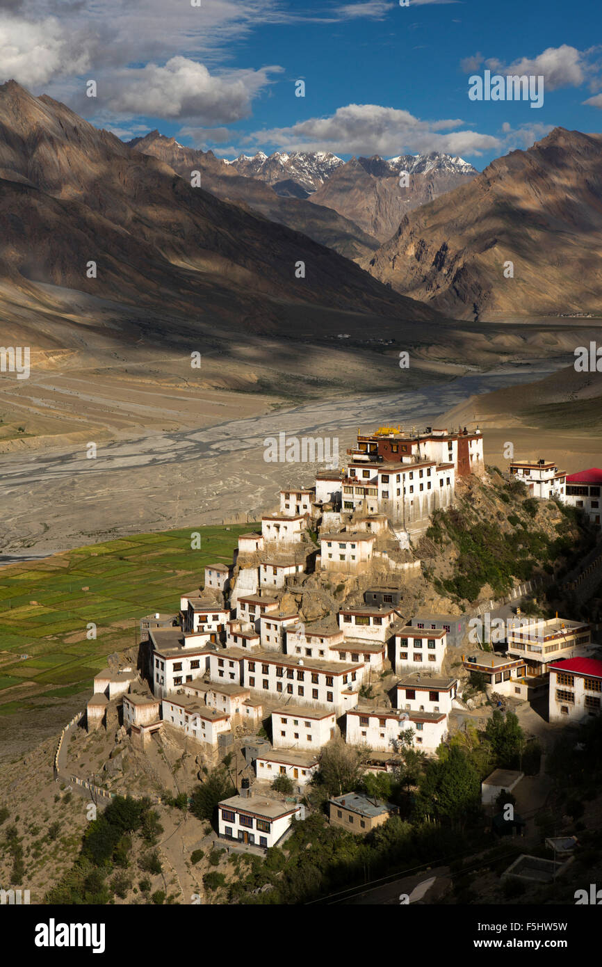 Indien, Himachal Pradesh, Spiti Valley, Schlüssel Kloster Hang buddhistischer Gompa im frühen Morgenlicht Stockfoto