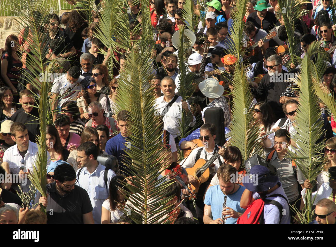 Israel, Jerusalem, Palmsonntag Prozession auf dem Ölberg Stockfoto