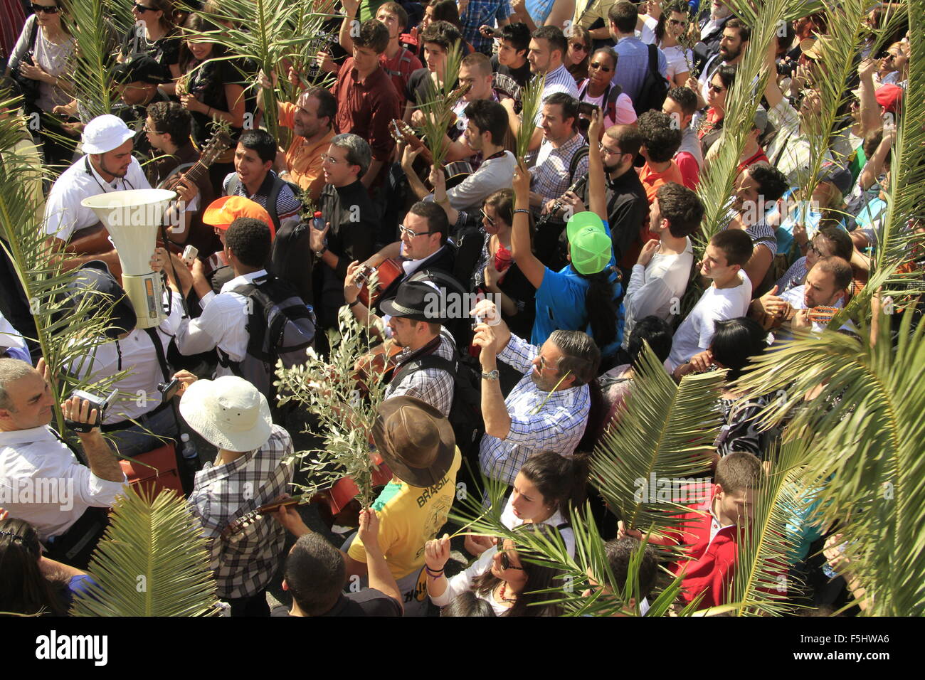 Israel, Jerusalem, Palmsonntag Prozession auf dem Ölberg Stockfoto