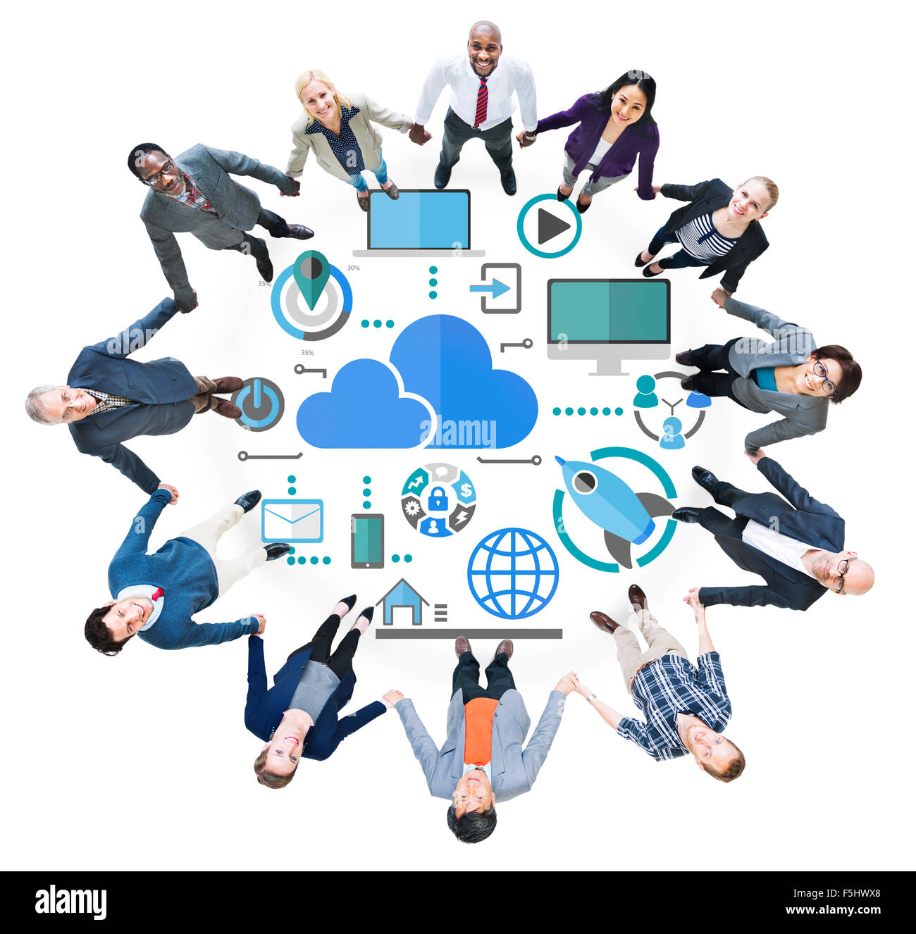 Big Data Sharing-Online-globale Kommunikation Teamwork Konzept Stockfoto