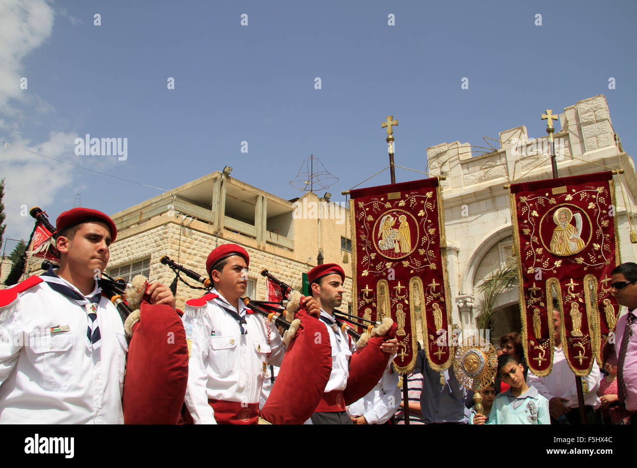 Israel, Nazareth, der griechisch-orthodoxen Verkündigung Tag-Prozession Stockfoto