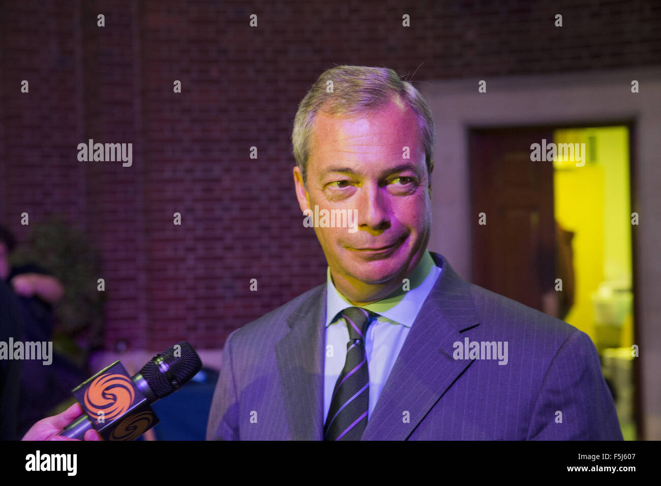 Die UKIP Führer Nigel Farage wird enthüllen die Termine der anstehenden Sag Nein zum EU-Referendum Tour und UKIPs EU Referendumskampagne starten.  Mitwirkende: Atmosphäre wo: London, Vereinigtes Königreich bei: 04 Sep 2015 Stockfoto