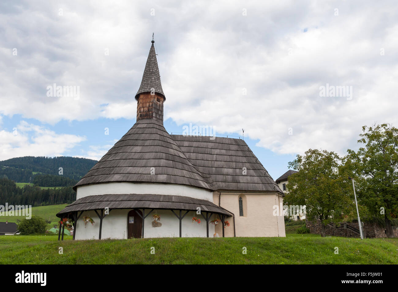 Pfarrkirche Johannes Baptistin, Muta, statistische Region Kärnten, Steiermark, Slowenien Stockfoto