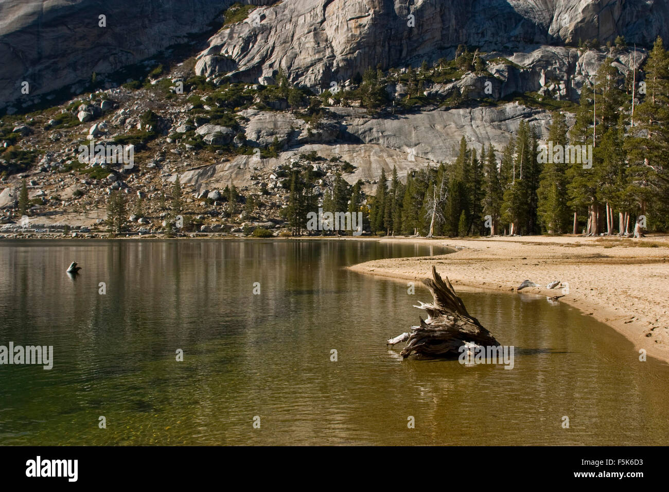 Yosemite, Kalifornien, USA. 10. Oktober 2009. Tenaya See entlang Tioga Road Richtung Tuolumne.Yosemite National Park, einer der ersten Wildnis Parks in den Vereinigten Staaten, ist am besten bekannt für seine Wasserfälle, aber innerhalb seiner fast 1.200 quadratische Meilen finden Sie tiefe Täler, große Wiesen, alten Mammutbäume, einer riesigen Wildnis. Ein großes Tal ein Schrein für menschliche Weitsicht, Stärke der Kraft der Gletscher, Granit, das Fortbestehen des Lebens und die Ruhe der High Sierra. (Kredit-Bild: © Ruaridh Stewart/ZUMApress.com) Stockfoto