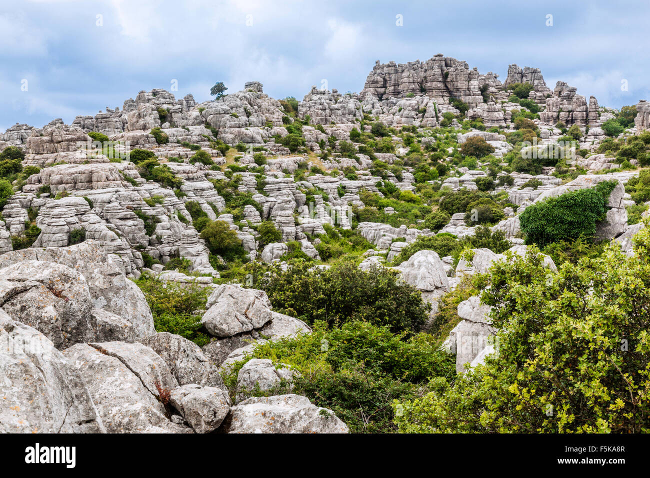 Spanien, Andalusien, Provinz Malaga, die karstigen Landschaft der Torcal de Antequera Stockfoto