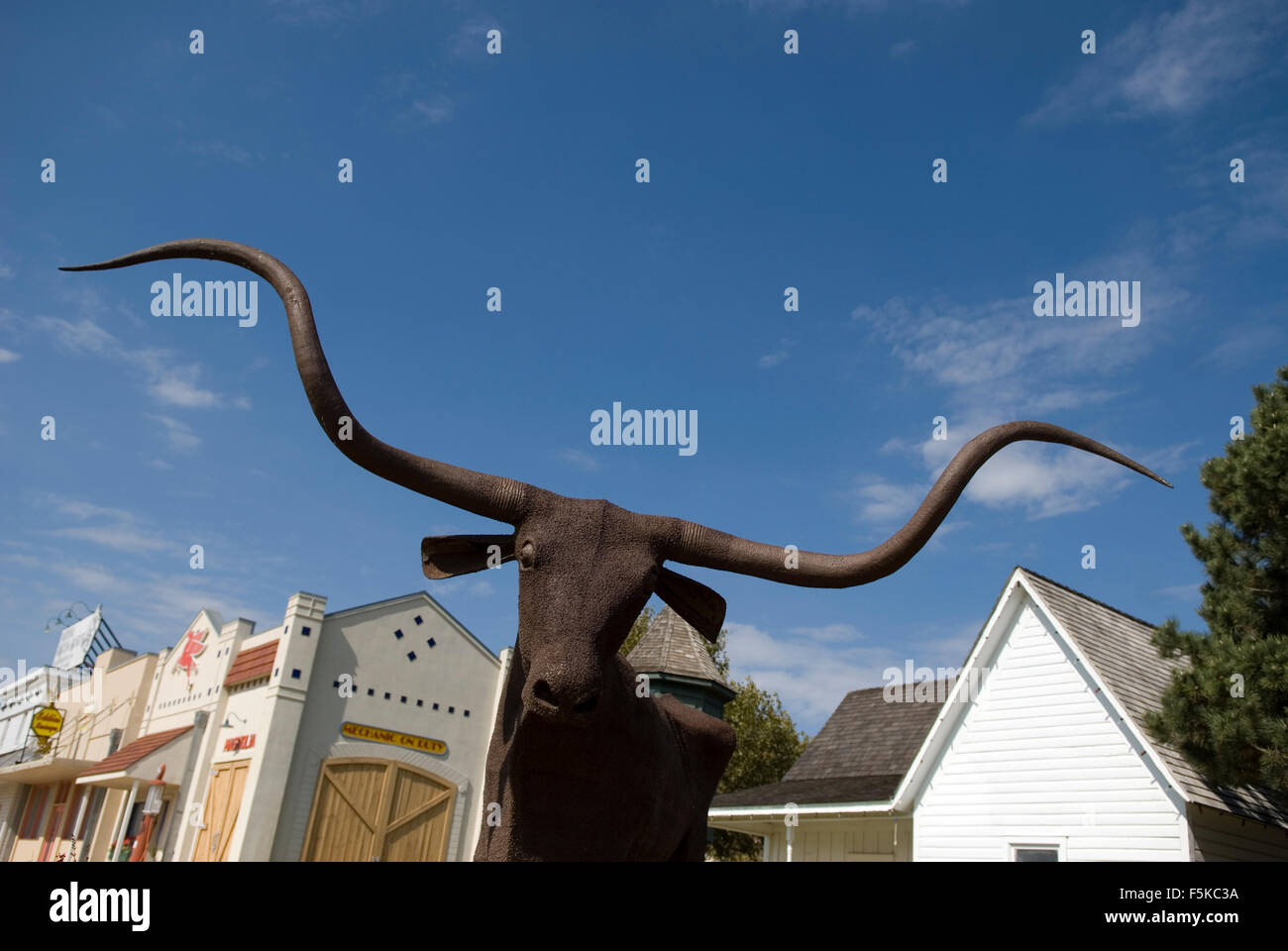 Longhorn Statue Old Town Museum bei Elk City Oklahoma USA Stockfoto