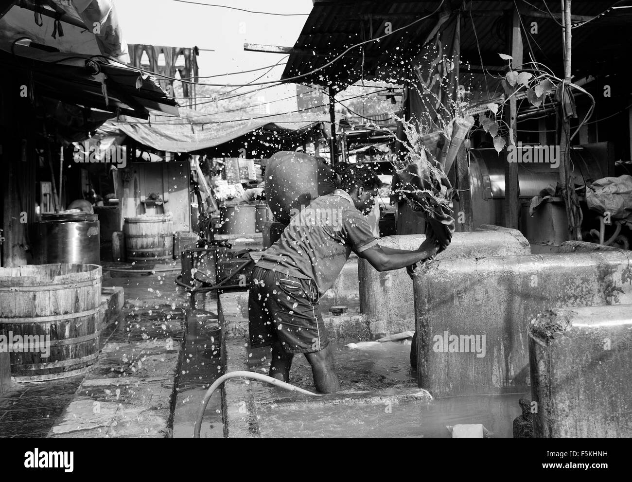 Das Bild der Wäscher beschossen Dhobi Gaht in Mumbai, Indien Stockfoto