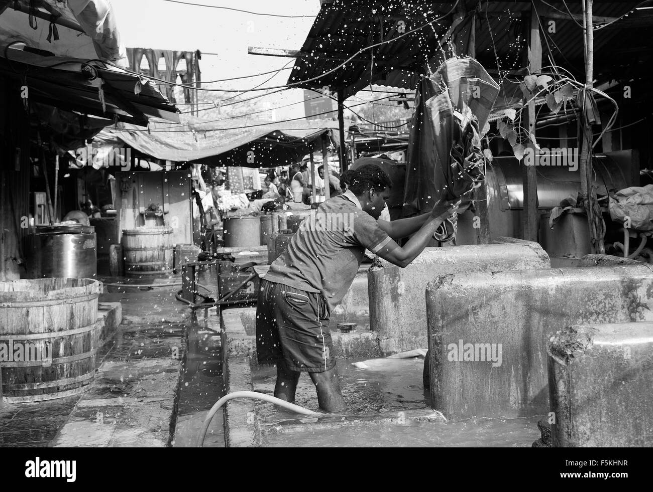 Das Bild der Wäscher beschossen Dhobi Gaht in Mumbai, Indien Stockfoto