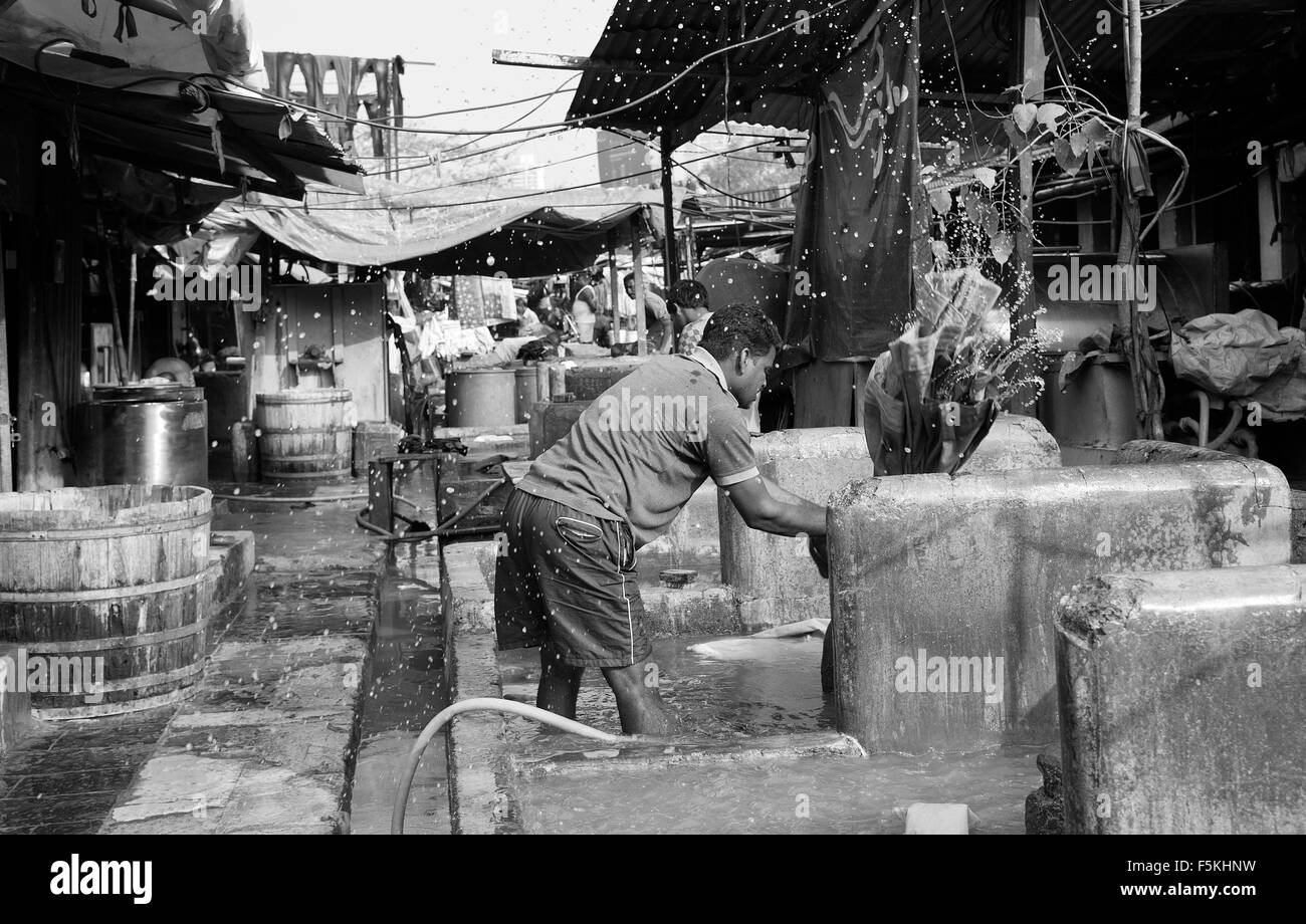 Das Bild der Wäscher beschossen Dhobi Gaht in Mumbai, Indien Stockfoto