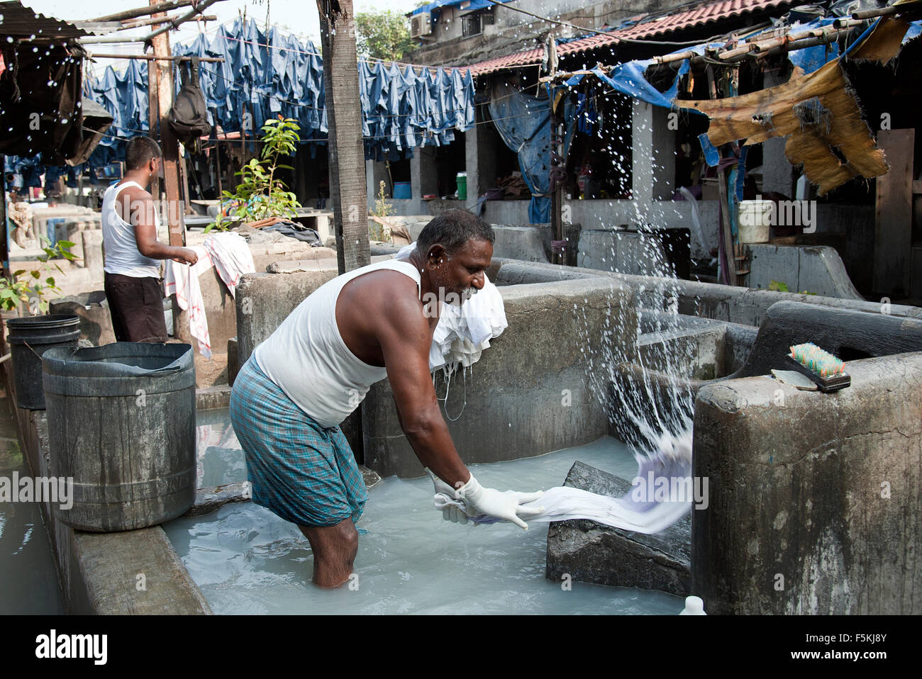 Das Bild der Wäscher beschossen Dhobi Gaht in Mumbai, Indien Stockfoto