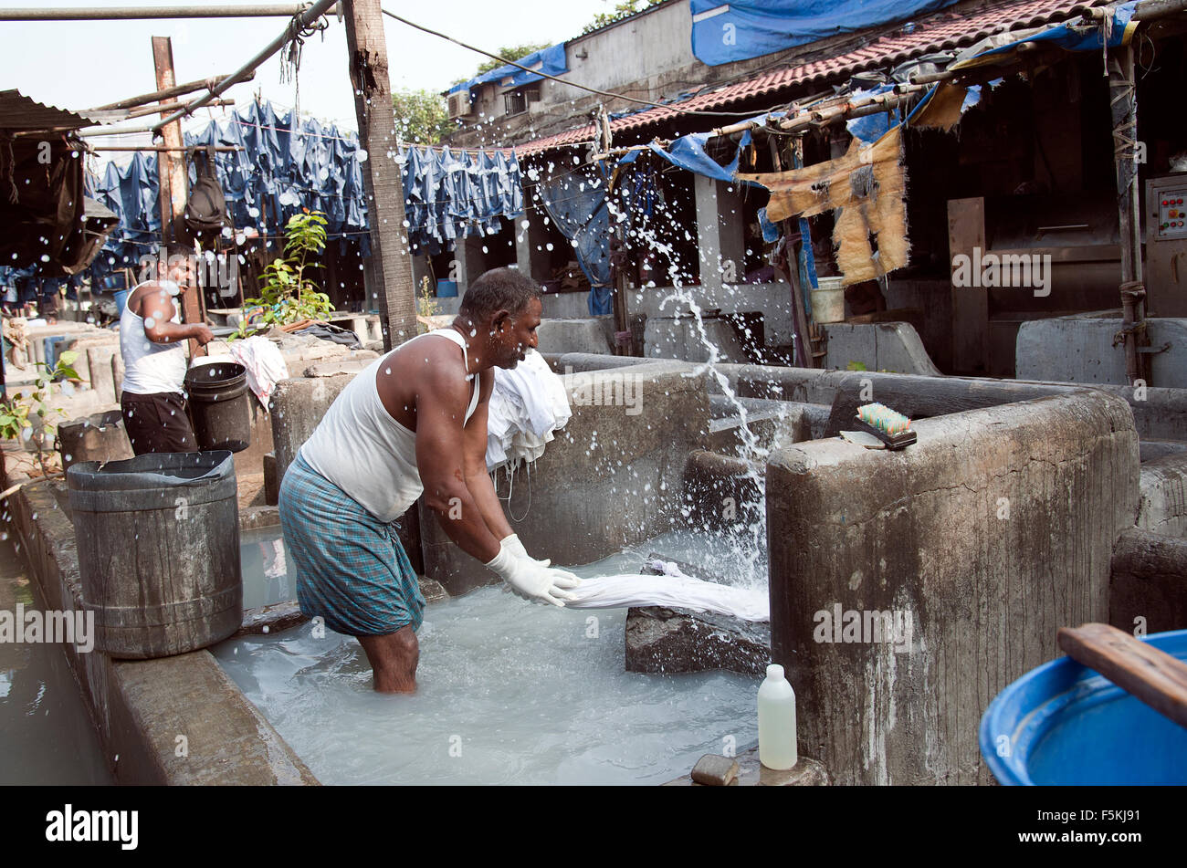 Das Bild der Wäscher beschossen Dhobi Gaht in Mumbai, Indien Stockfoto