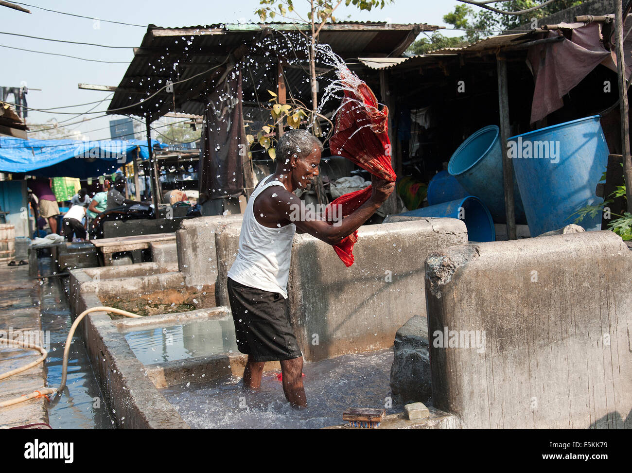 Das Bild der Wäscher beschossen Dhobi Gaht in Mumbai, Indien Stockfoto