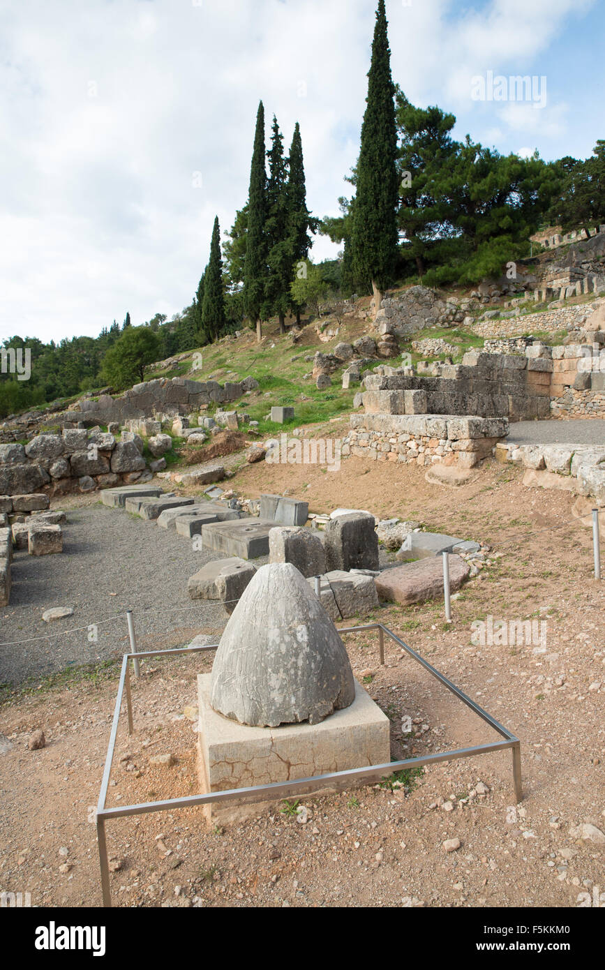 Die archäologische Stätte von Delphi hat eingeschrieben wurden, auf dem die Liste des Weltkulturerbes der UNESCO. Omphalos Stockfoto