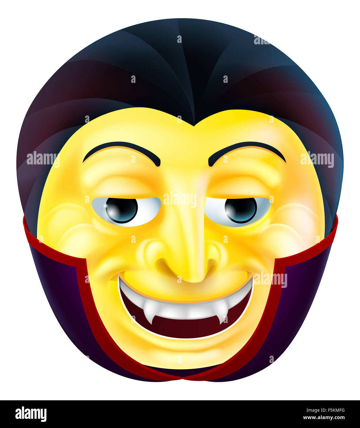 Eine Dracula Vampir Emoji Emoticon Smiley Gesicht Comicfigur Stockfoto