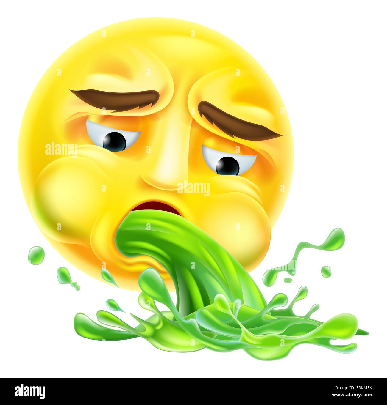 Ein Erbrechen krank krank Cartoon Emoji Emoticon Cartoon Charakter Stockfoto