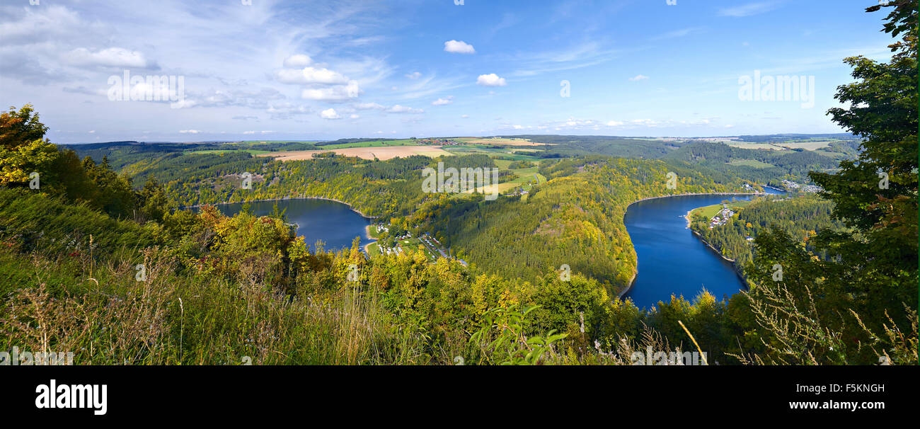 Saale Flussschleife von Hohewarte Reservoir, Thüringen, Deutschland Stockfoto