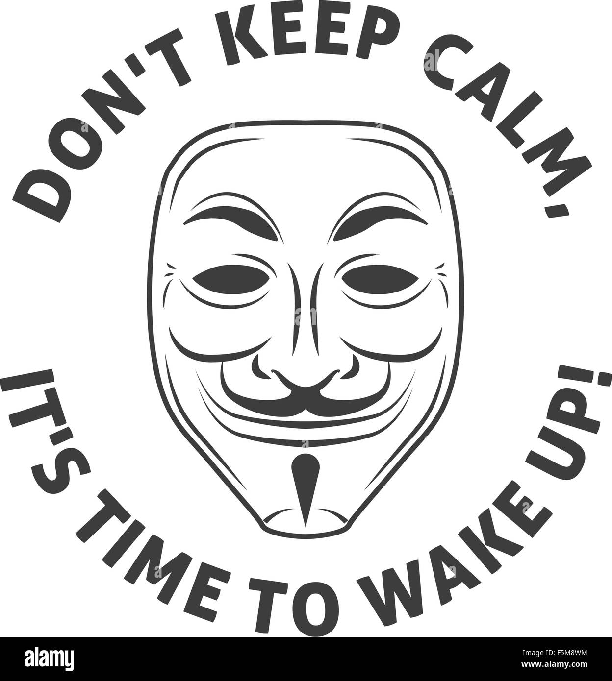Anonym-Maske-Vektor-Logo. Hacker-Icon-Design. Kluge Zitat Design-Hintergrund. Halten Sie ruhig Abbildung. Stock Vektor
