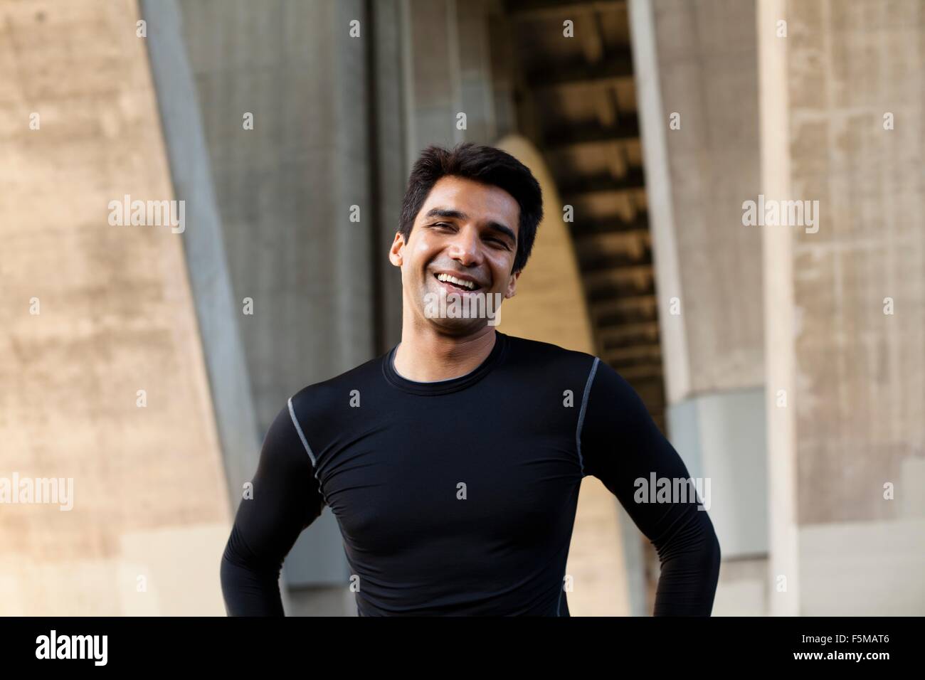 Glücklicher Mann, Arroyo Seco Park, Pasadena, Kalifornien, USA Stockfoto