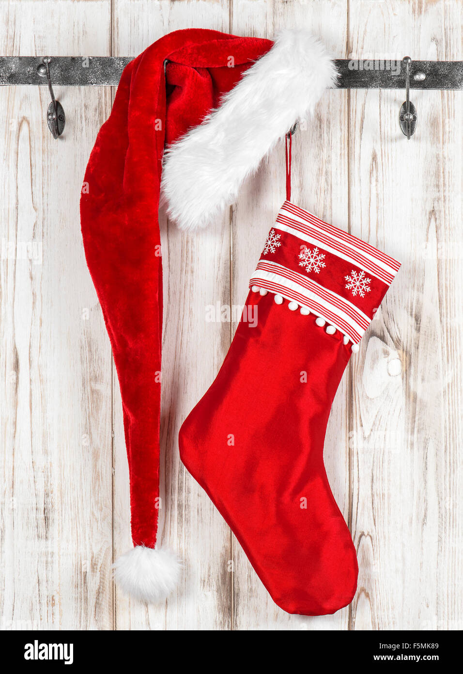 Weihnachts-Strumpf. Vintage-Stil Urlaub Dekoration Stockfoto