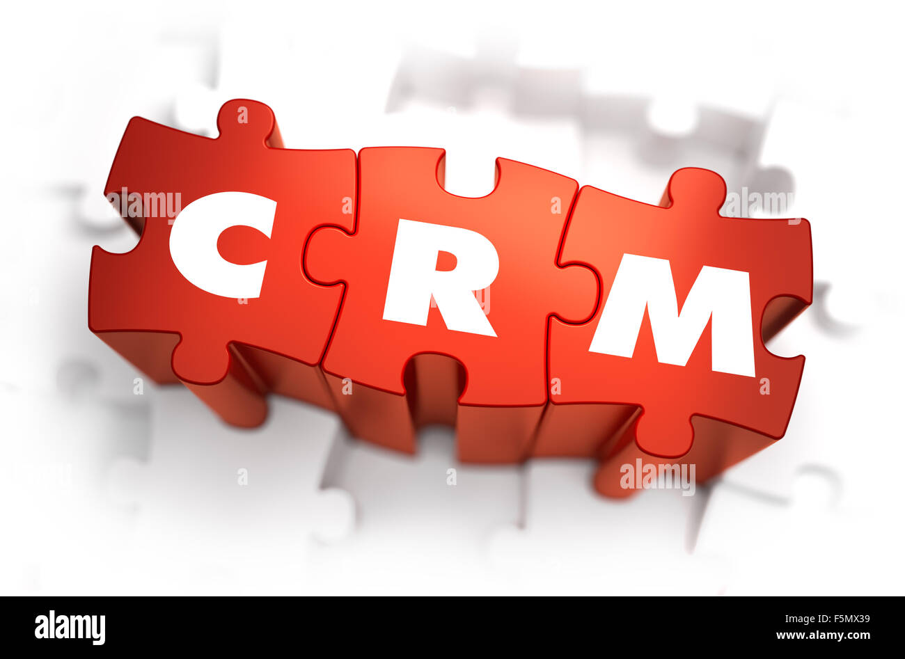 Word - CRM auf rote Rätsel. Stockfoto