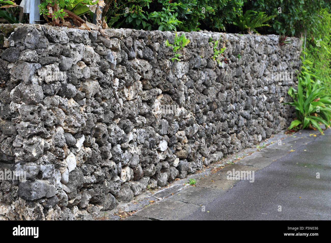 Stein Haus der Insel Ishigaki, Yaeyana, Okinawa, Japan Stockfoto