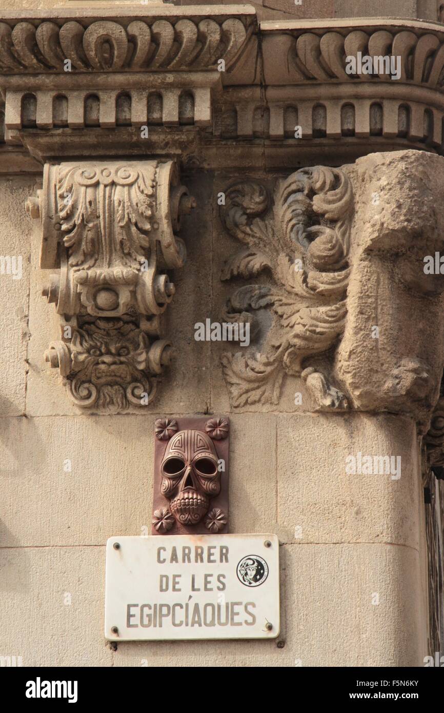 Straßenecke Barcelona, Spanien Stockfoto