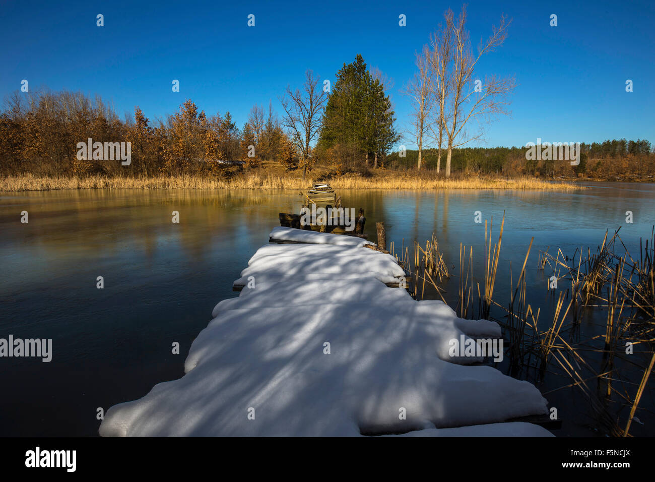 zugefrorenen Seenlandschaft Stockfoto