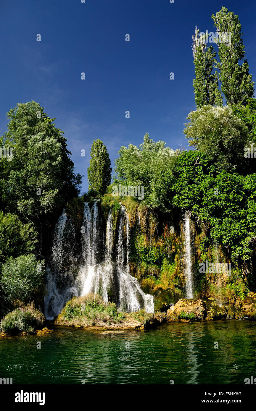 Roški Slap, Wasserfall, Nationalpark Krka, Region Sibenik-Knin, Dalmatien, Kroatien Stockfoto