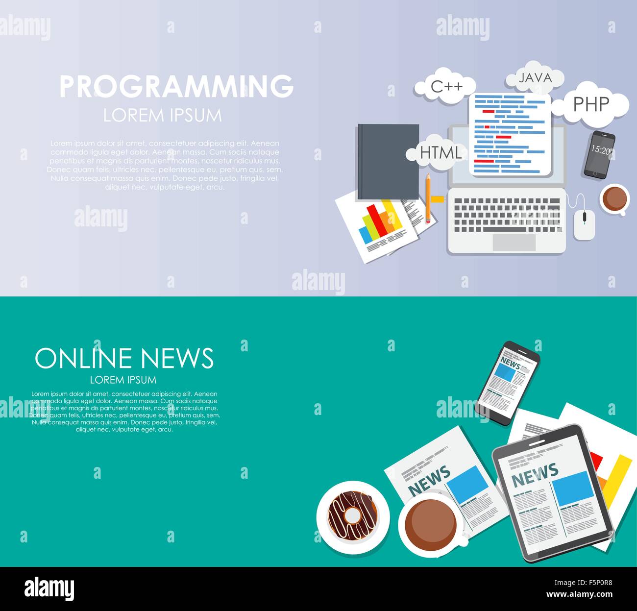 Moderne Wohnung Design Banner für Ihre Business-Vektor-Illustration Stock Vektor