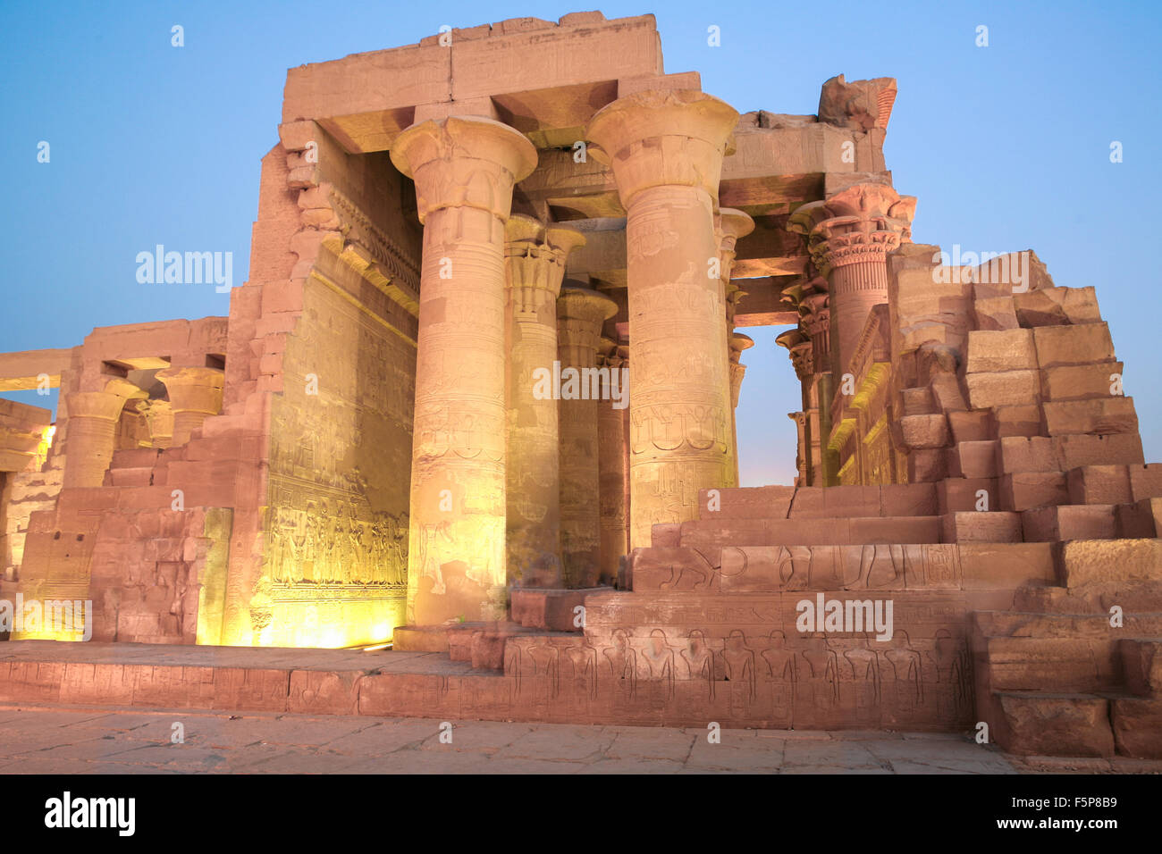 Am frühen Abend an der Kom Ombo Tempel, Ägypten Stockfoto