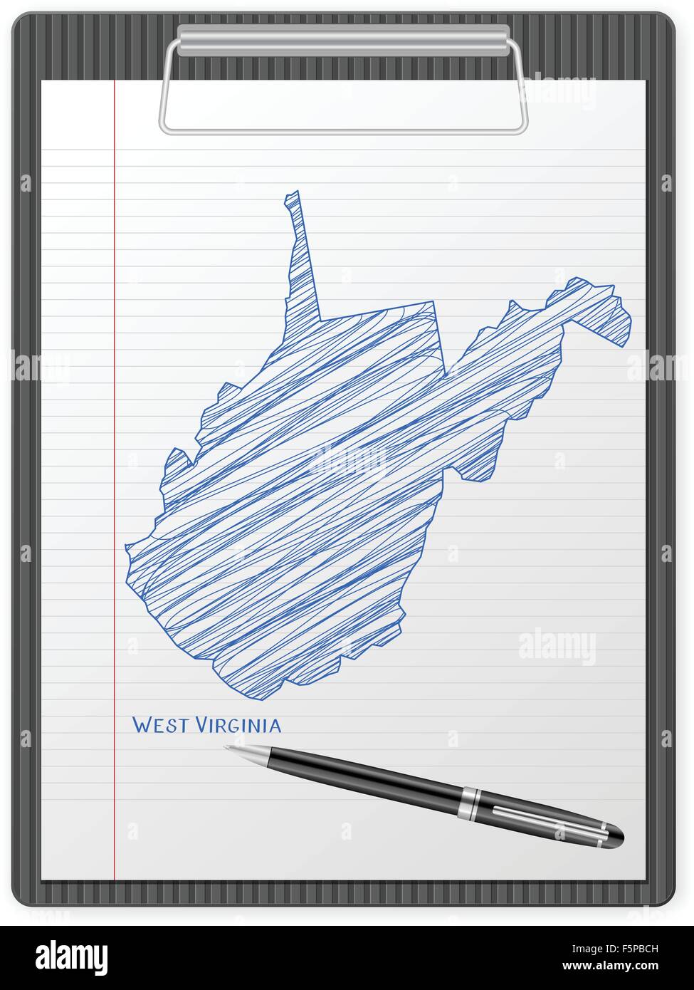 Zwischenablage mit West Virginia Karte zeichnen. Vektor-Illustration. Stock Vektor