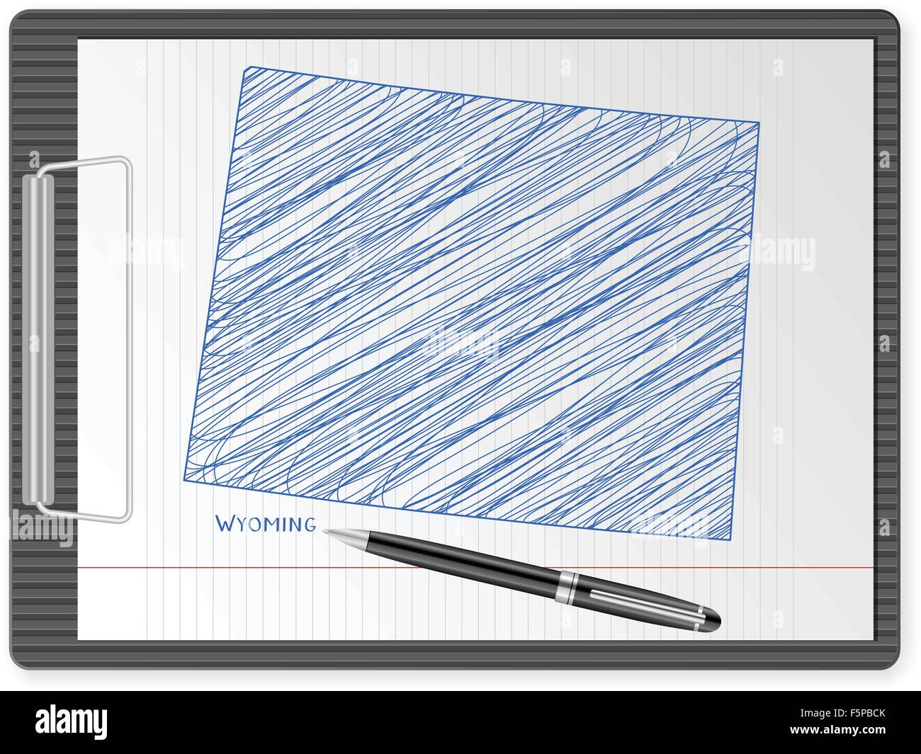 Zwischenablage mit Wyoming Karte zeichnen. Vektor-Illustration. Stock Vektor