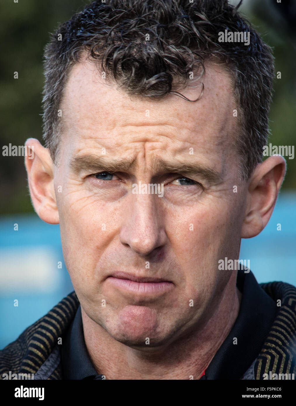 Profilfoto von Welsh International Rugby Schiedsrichter Nigel Owens Stockfoto
