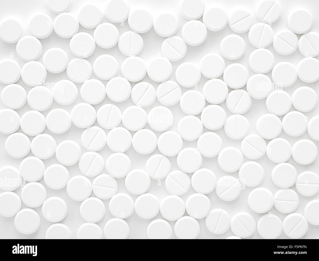 Weiße Tabletten, full Frame. Stockfoto