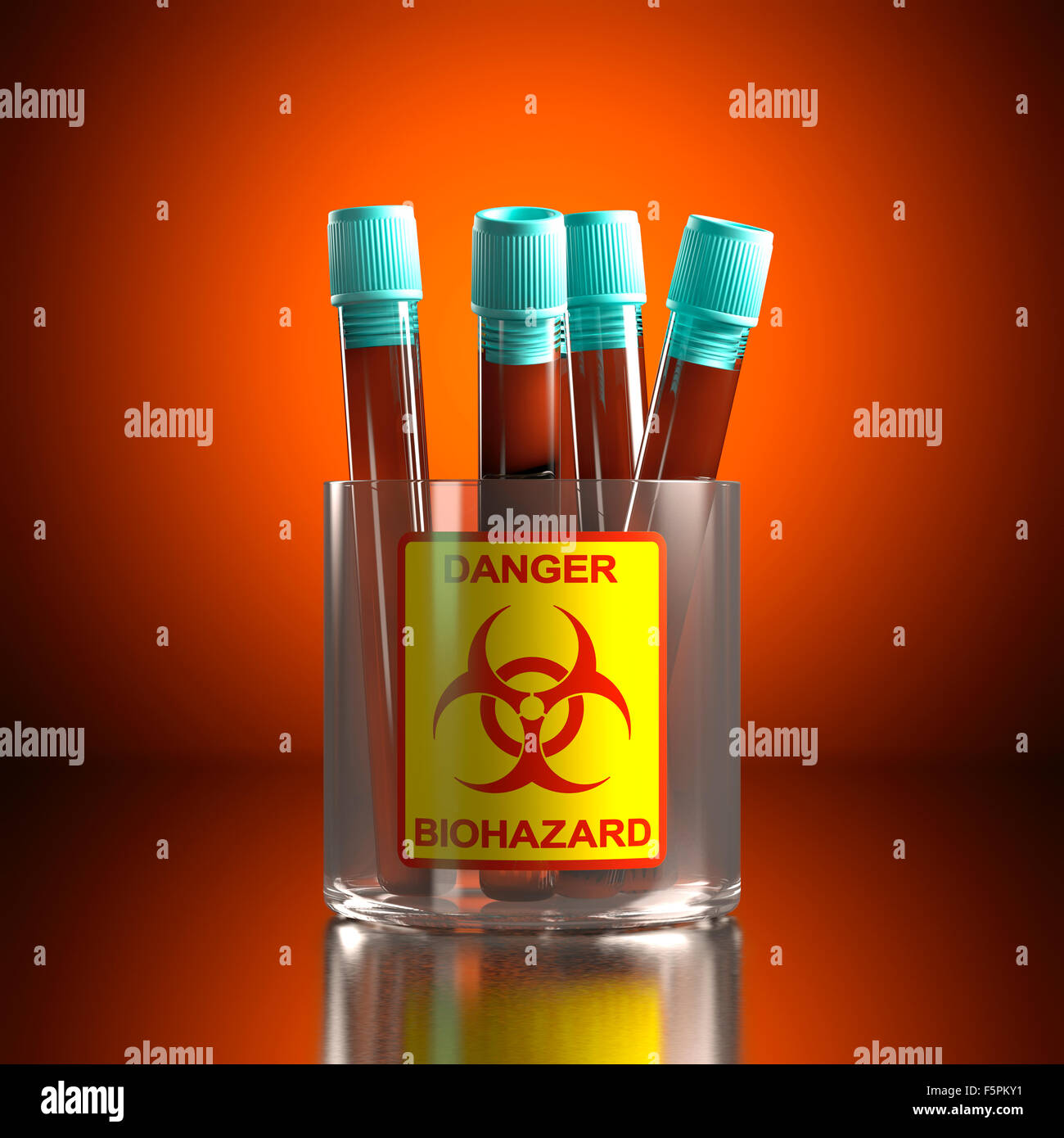 Reagenzglas mit kontaminiertem Blut, Illustration, Stockfoto