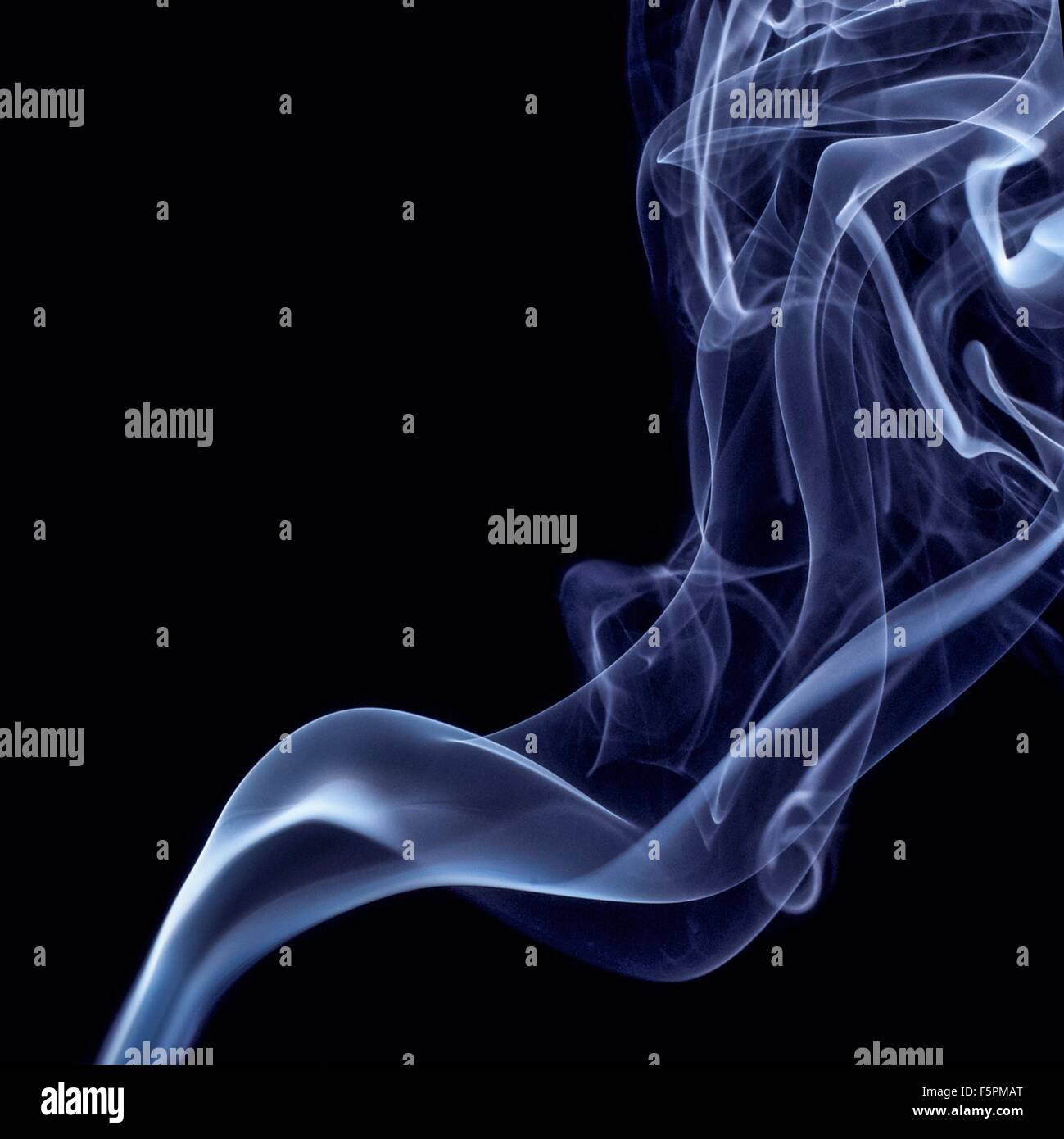 Rauchen Sie vor einem schwarzen Hintergrund. Stockfoto