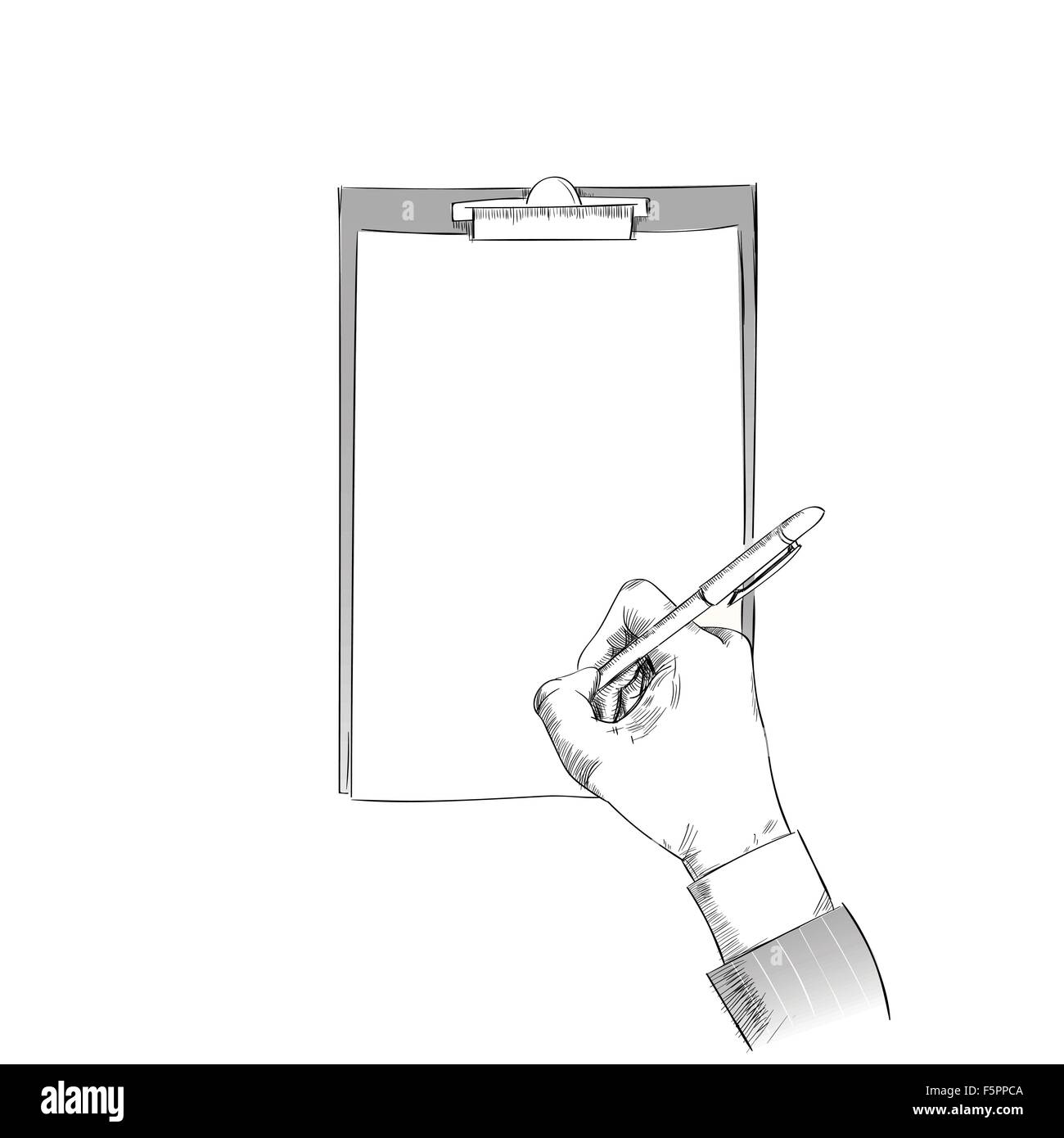 Business Mann Hand Hold Stift schreiben Anmeldung Papier Vertragsdokument Stock Vektor