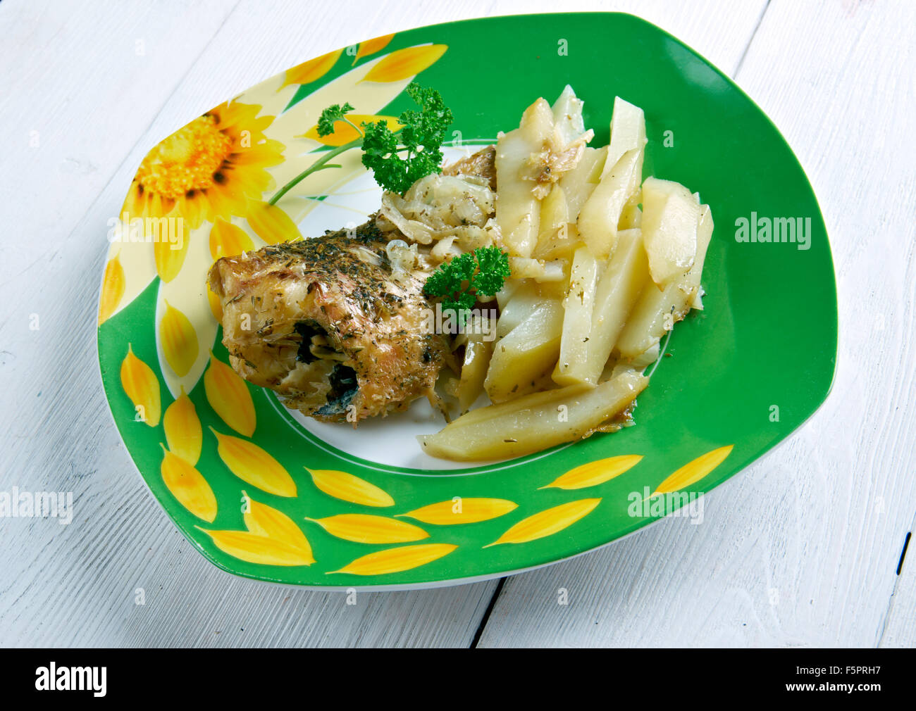 Pescado Frito - gebratener Fisch in spanischer Sprache. Stockfoto