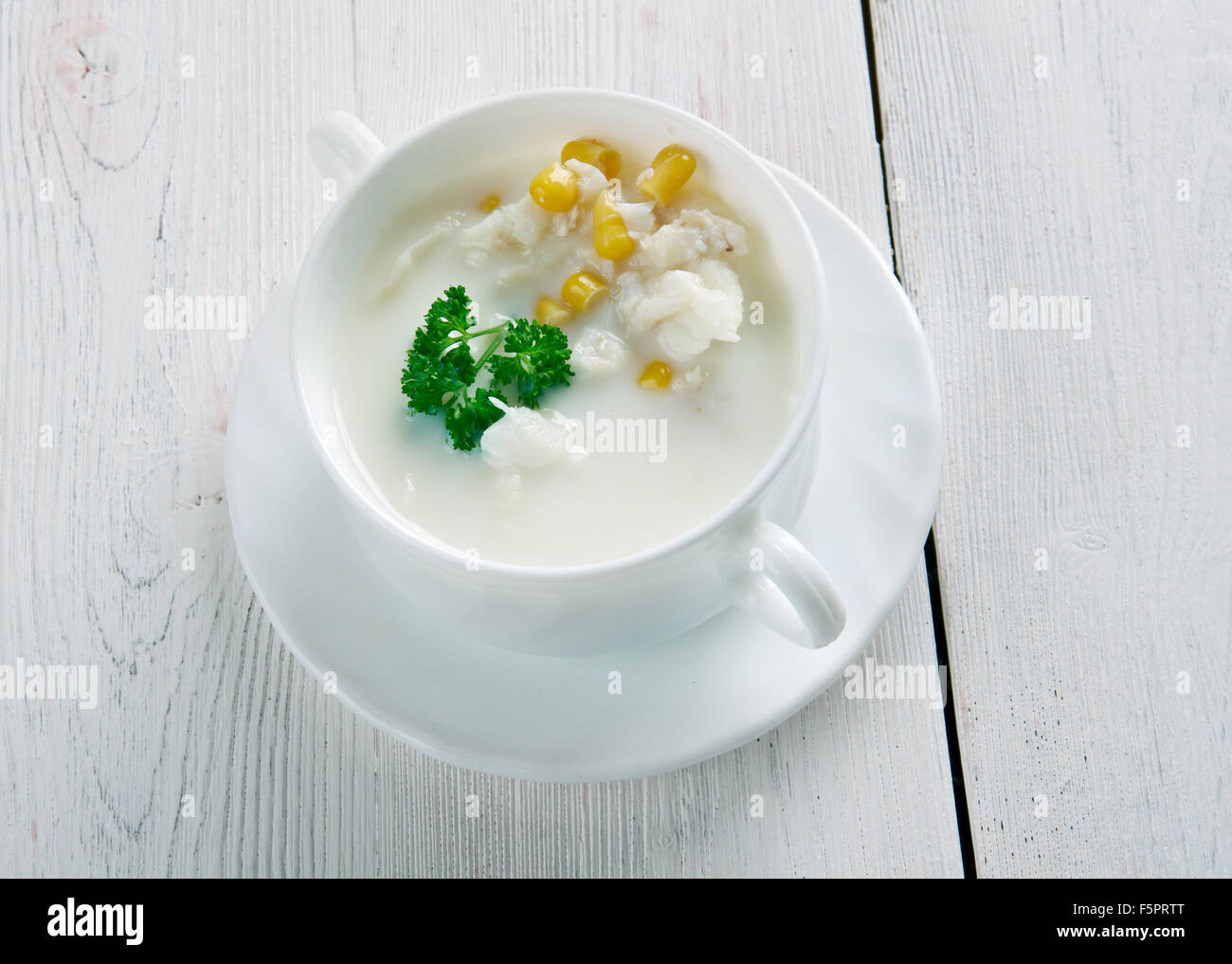 Dicke geräucherte Haddock chowder Stockfoto