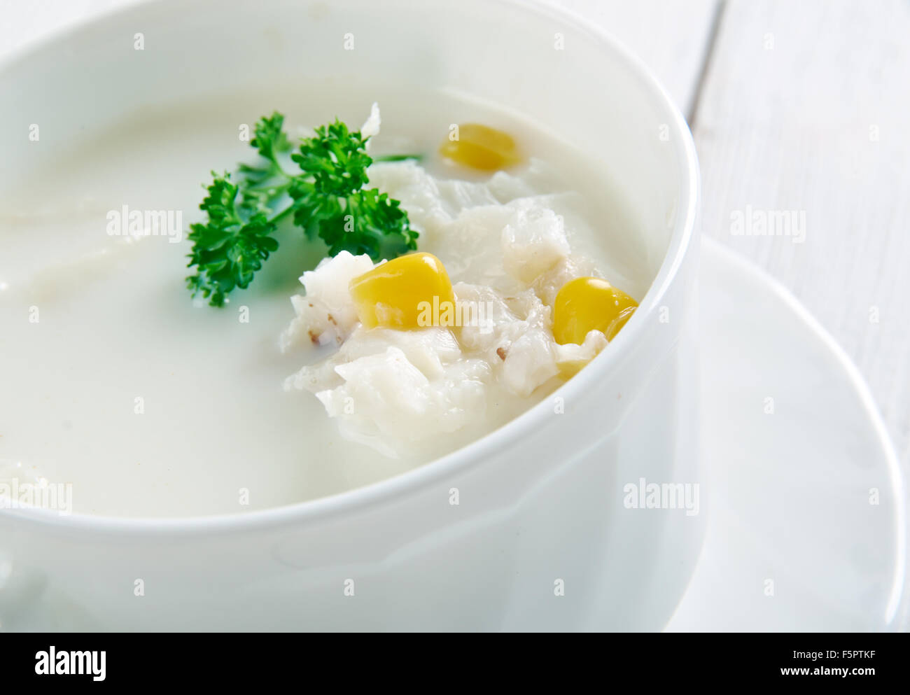 Dicke geräucherte Haddock chowder Stockfoto