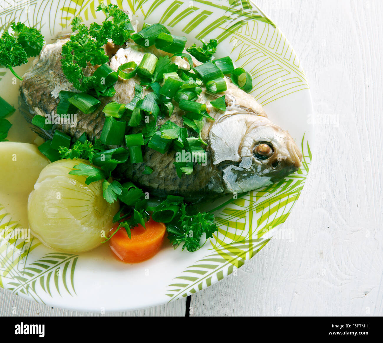 Den Kopf Fisch Auflauf - Fischgericht aus China. Stockfoto
