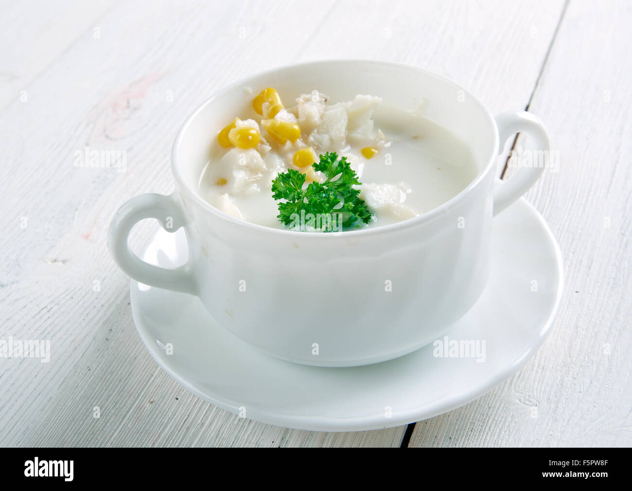 Dicke geräucherte Haddock chowder Stockfoto